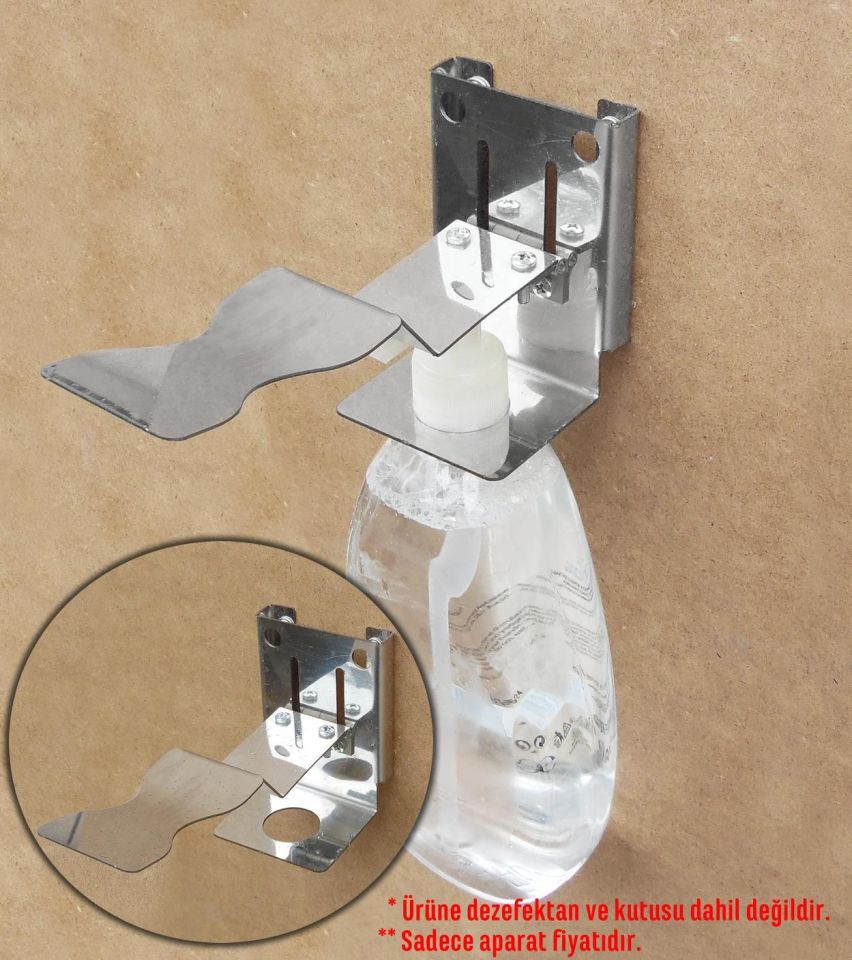 El Dezenfektanı Metal Askılık Dirsek Basmalı Krom Duvar Aparatı
