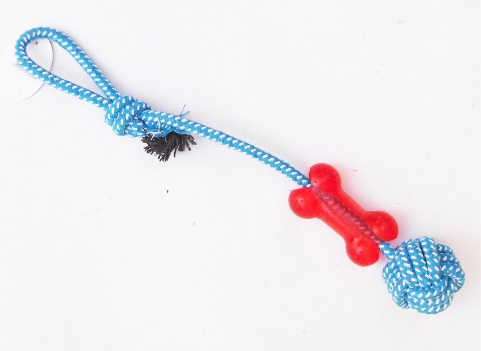 Köpek Kemik Desenli İpli Diş Kemirme Oyuncak NU-345037
