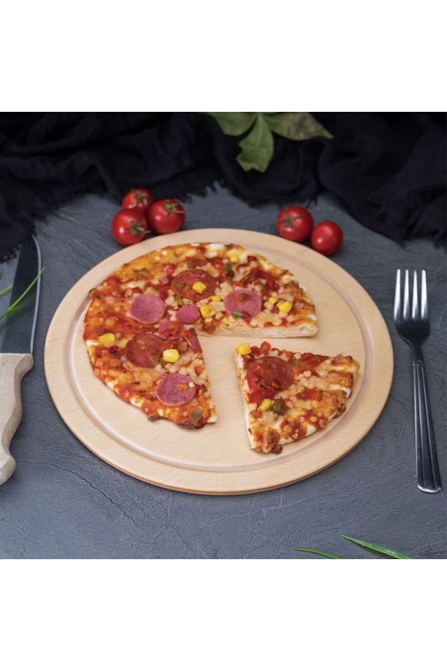 4 Adet Pizza Sunum ve Kesim Tahtası 34 cm