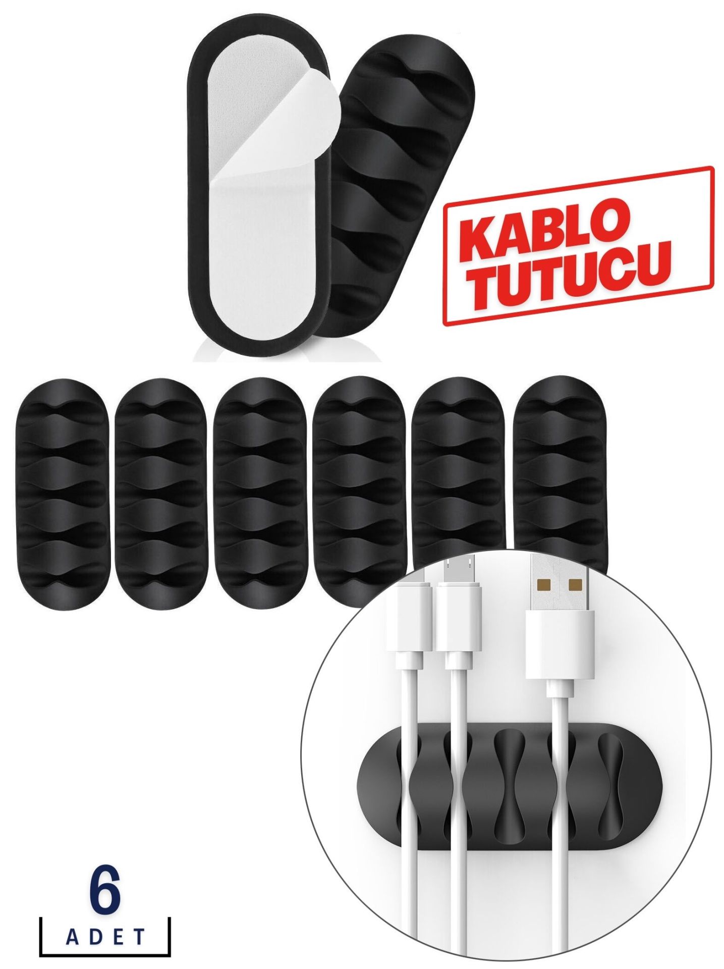 Masa Kenarı Kablo Fiş Tutucu 6 ADET Delapia Design