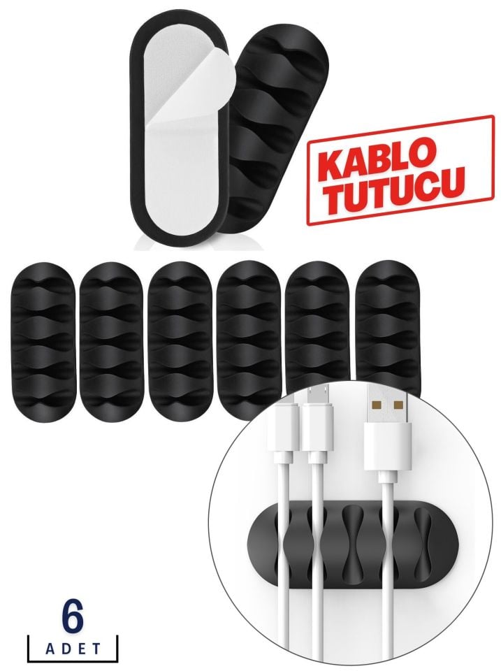 Masa Kenarı Kablo Fiş Tutucu 6 ADET Delapia Design