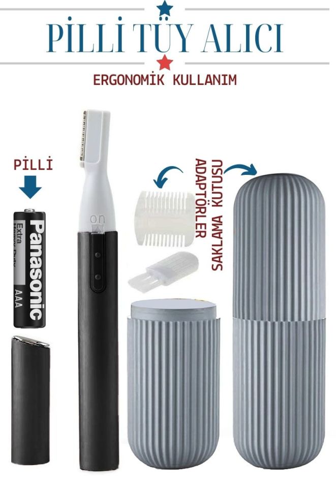 Burun Kulak Kıl Temizleyici +  Kutulu Pilli Set