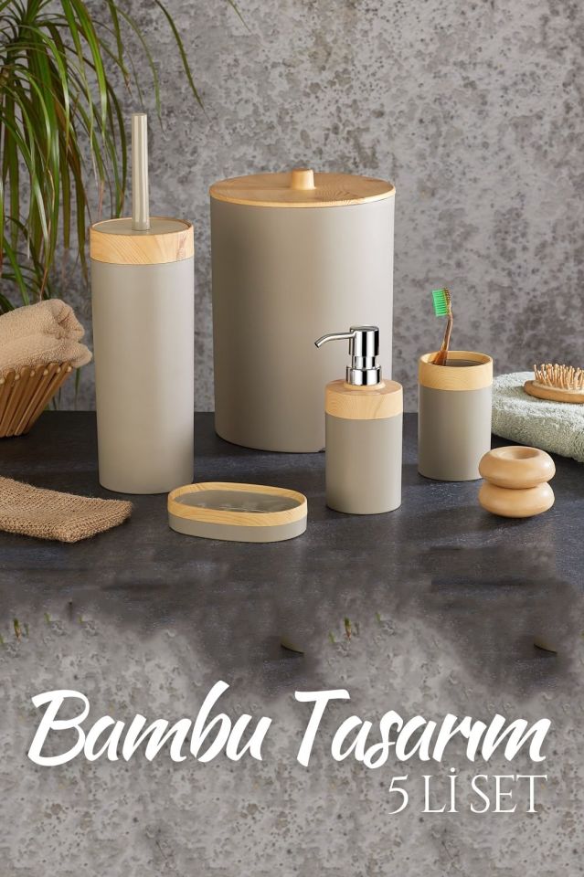 Banyo Seti Bambu Design LATTE 5 Parça